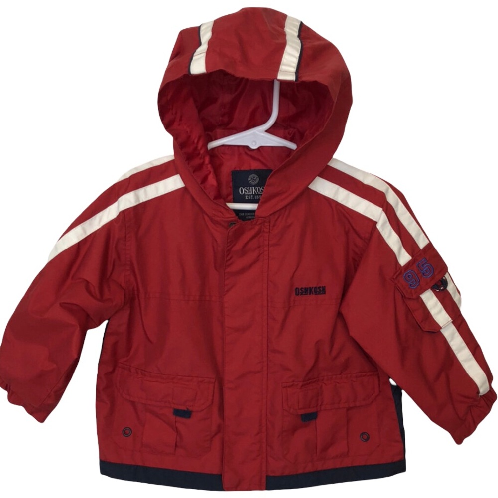 Oshkosh Red Boys Hooded Coat Jacket full Zip in size 18 month's